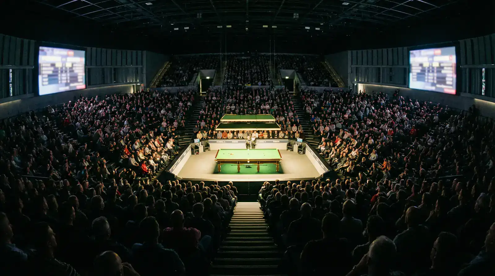 Globalne statystyki rynku zakładów na snooker — arena turniejowa z widownią